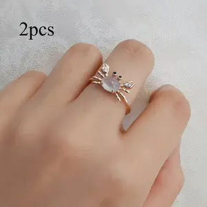 Elegant Adjustable Mini Crab Ring for Women, Cute Jewelry for Daily and Party Occasions, Ideal Gift for Friends