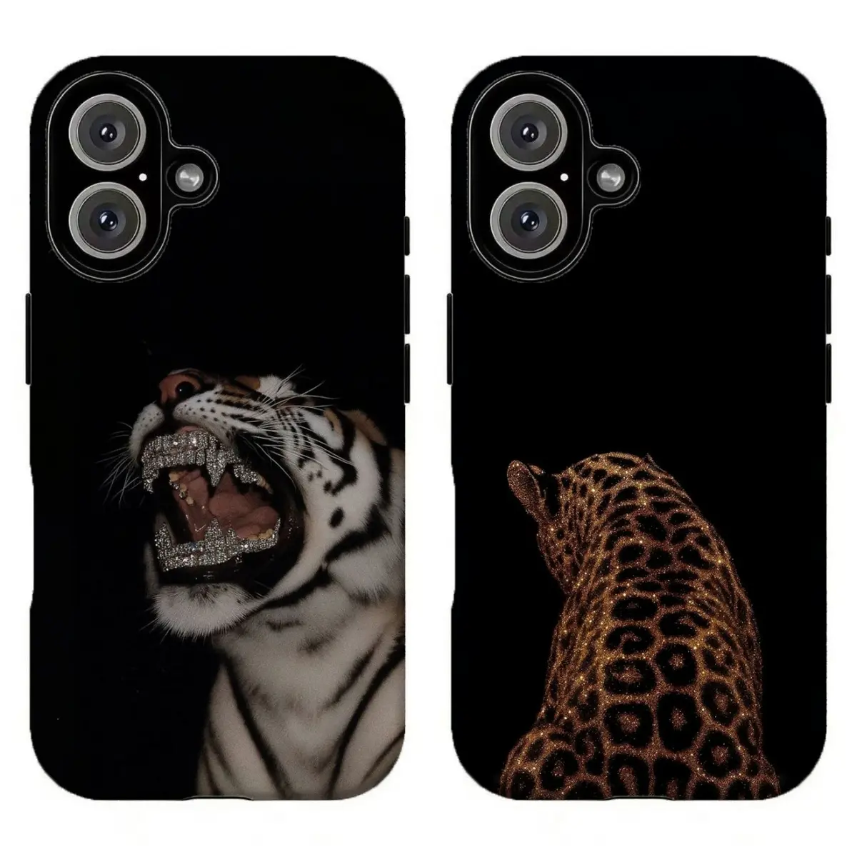 Durable Custom Leopard Print Black Tiger Smartphone Case - Edgy Wild Cat Aesthetic Casing with Resistance & Protection, Handheld Accessory for iPhone 11-17 Air Pro Max, For Samsung S21-S26, Gift for Her