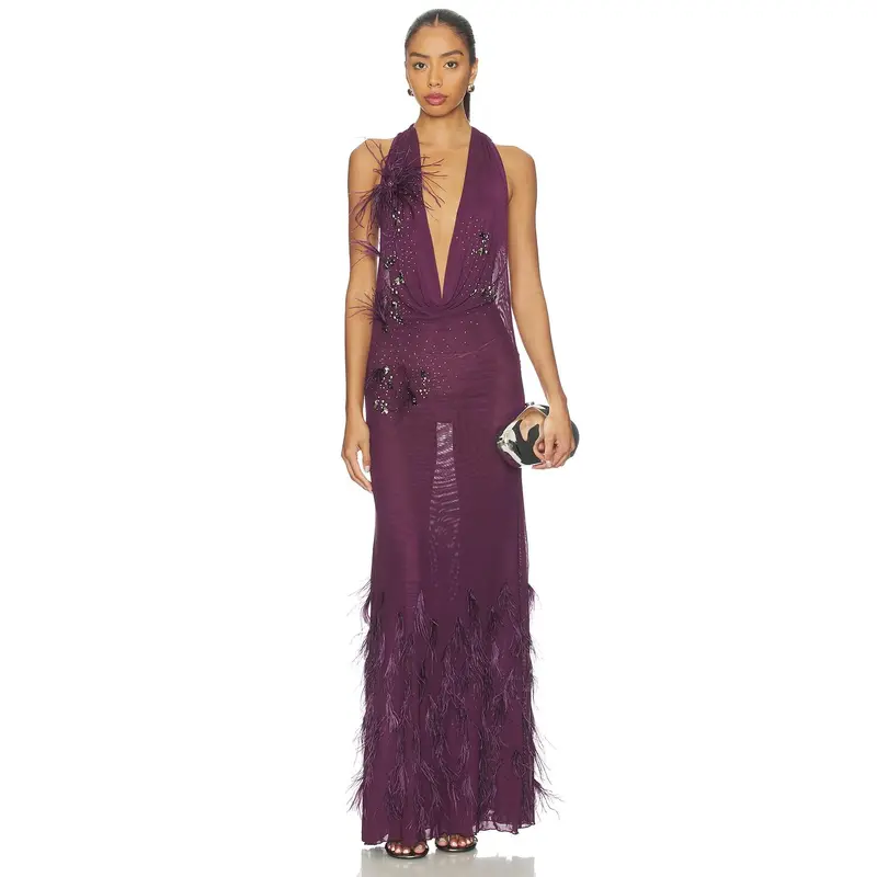 jaded london burgundy dress Hesperia Draped Maxi Dress in Burgundy | Jaded London