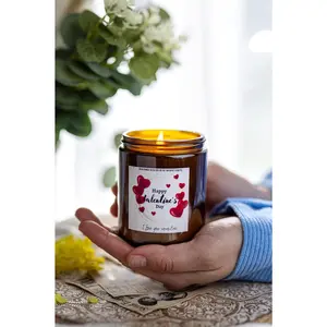 Custom Valentine's Day Candle Gift Set for Him or Her, Personalized Romantic Gift, Vday Present