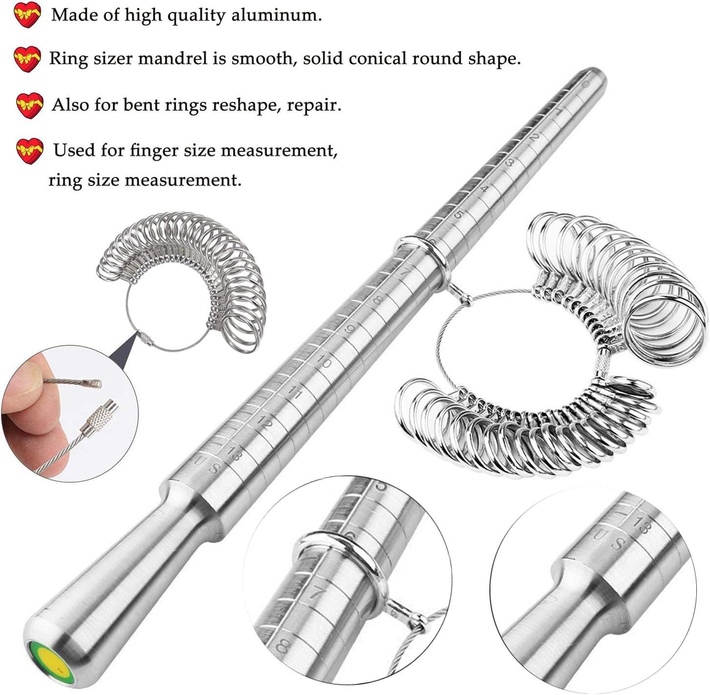 Us Sizes 0 13 Round Ring Mandrel Metal Ring Sizer Gauge Set With Rubber Mallet Hammer Steel Finger Sizing Measurement Tool For Jewelry Making