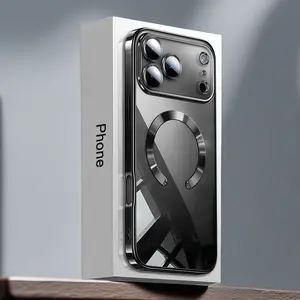 Magnetic for iPhone 11/12/13/14/15/16 Pro/Pro Max/Plus Case Compatible with MagSafe Never Yellowing Military Grade Drop Protection Full Camera Lens Protector Plating Soft Clear Phone Case for Women Man