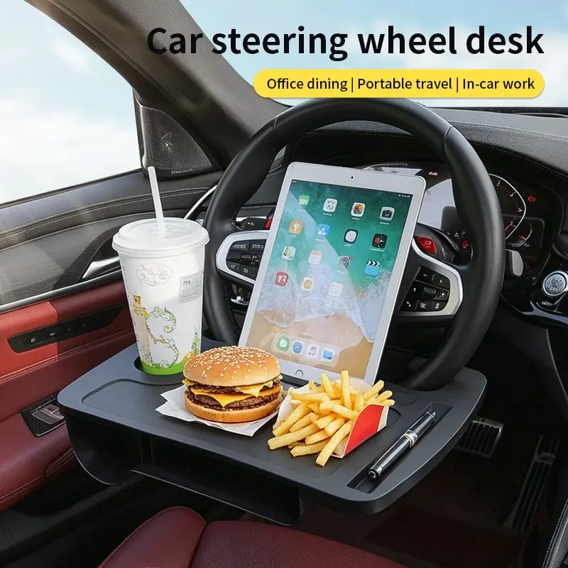 New Car Dashboard Small Table Board, Foldable Dining Tray for Cars, Includes Cup Holder and Computer Stand, Office and Meal Accessories