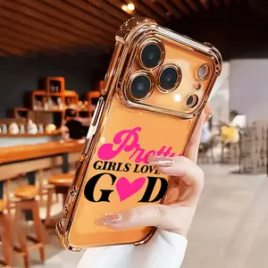 Pretty Girls Love God Case for iPhone 17 Air 16 15 14 Pro Max 13 12 11 X XS Plus Rugged Durable shockproof Anti-Scratch soft Silicone case Four-corner Thickened Electroplated Bumper