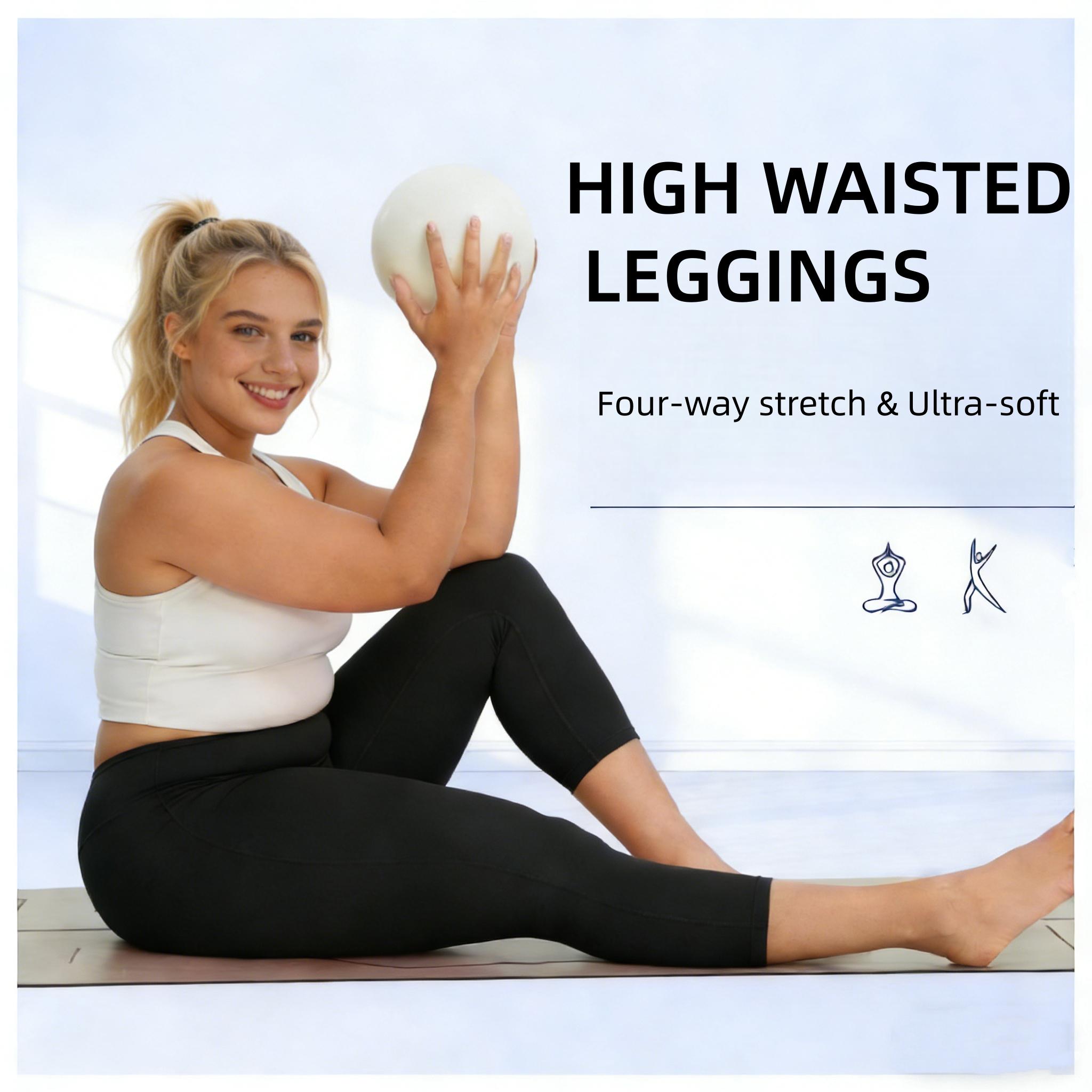 Plus Size，4pcs Women's High-Waisted 7/8 Yoga Pants with Pockets Breathable 4-Way Stretch, Anti-Exposure Sports Leggings Comfortable Fabric Tights Fitness Pants Ideal for Gym Workouts, Running, Yoga, And Casual Wear，Machine Washable, Multi-Color Options