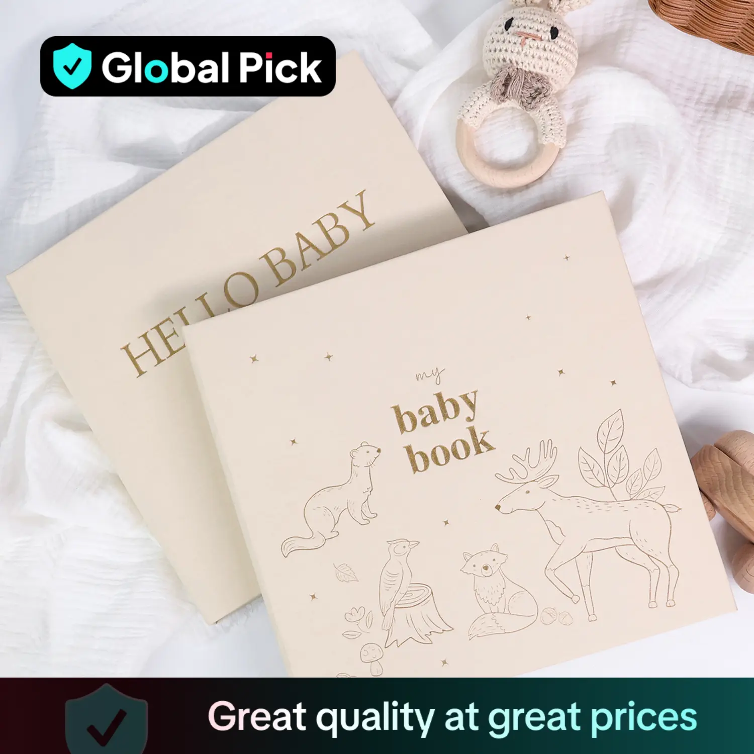 Baby Book, 1 Count Spiral Binding Baby Memory Notebook with 4 Counts Special Paper Pocket & 12 Months Milestone Sticker, Pregnancy Memory Notebook