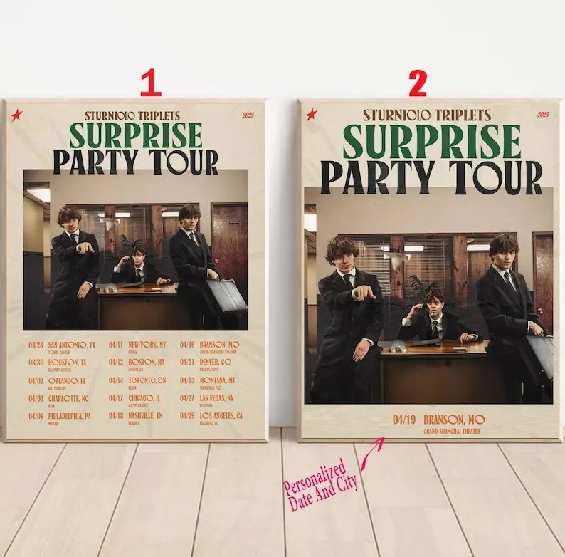 Custom Sturniolo Triplets Surprise Party Tour 2025 Poster