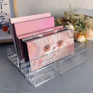 Acrylic Eyeshadow Storage Box, Desktop Cosmetic Organizer, Vanity Multi-Compartment Display Box, Layered Organizer