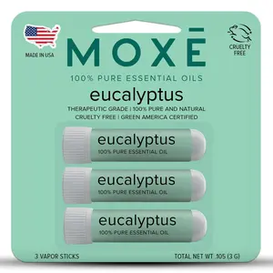 MOXĒ Eucalyptus Essential Oil Nasal Inhaler, Sinus & Congestion Relief, Daily Relaxation, Stress Relief, Therapeutic No-Mess Aromatherapy, Pure and Natural, Made in USA