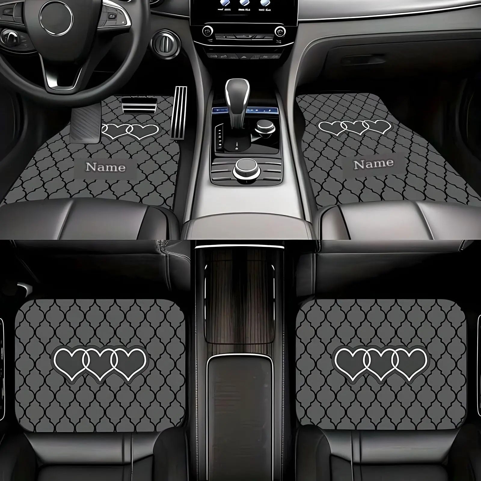4-Pack Universal Car Floor Mats - Stylish Printed, Heavy-Duty Non-Slip All-Weather Automotive Floor Liners, Front & Rear Seat Carpet Mats, Decorative Interior Accessories for Sedan SUV Truck