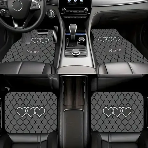 4-Pack Universal Car Floor Mats - Stylish Printed, Heavy-Duty Non-Slip All-Weather Automotive Floor Liners, Front & Rear Seat Carpet Mats, Decorative Interior Accessories for Sedan SUV Truck