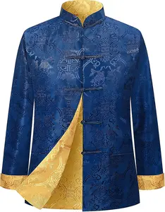 Tang Suit Men Hanfu Chinese New Year Shirt Traditional Clothes Both Sides Long Sleeve Top