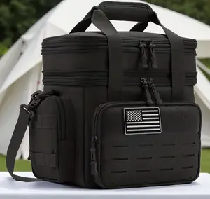 Tactical Insulated Lunch Box for Men with American Flag Patch Ideal for Work Camping & Outdoor Gear Black Tactical Design Christmas Gift for Men and Women