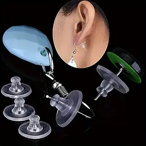 20 Pcs Hook Earring Backs, Transparent Safety Plug, Soft Clip Earring Needle Replacement, Ear Closures for Dangle Earrings