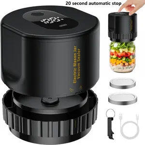 Mason Jar Electric Vacuum Sealer, Electric Vacuum Sealing Machine With 10 Lids & Cable & Tool, Auto Sealing Machine Kit For Covered Food Storage & Fermentation, Automatic Food Sealer