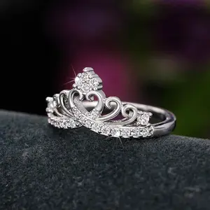 Zircon Ring Princess Crown Ring - Available in Multiple Sizes - Not a Daily Wear Gift