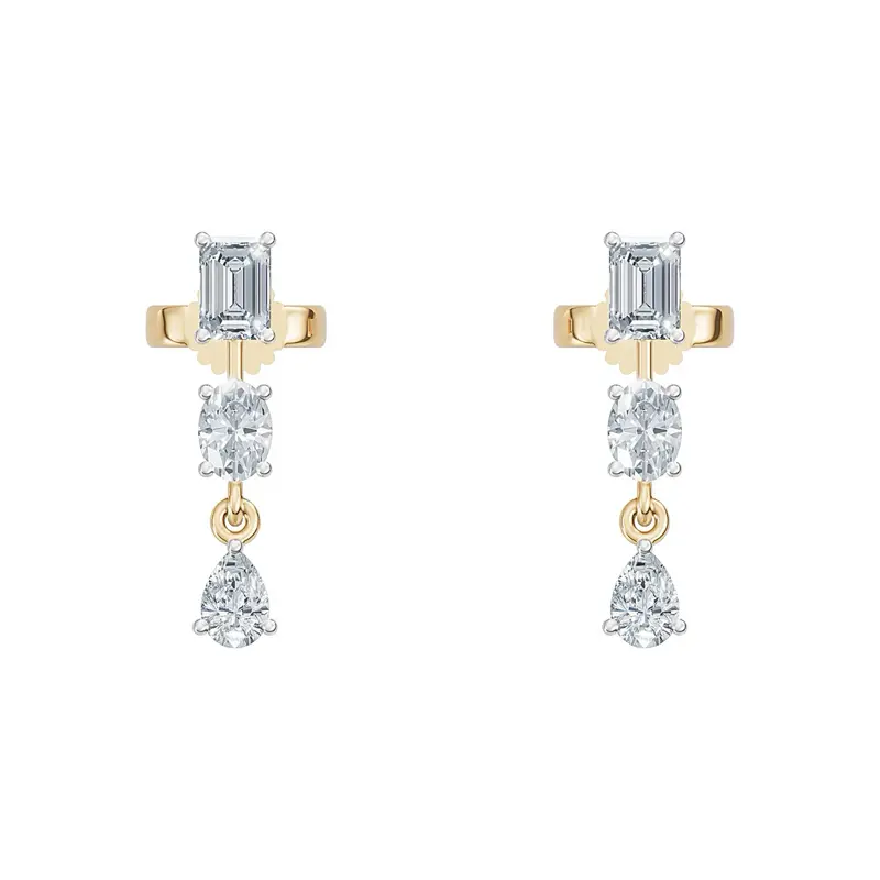 Emerald & Pear Diamond Drop Earrings