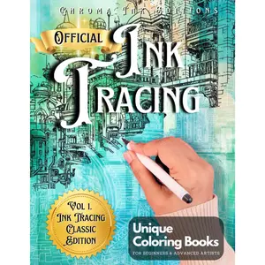 Ink Tracing Coloring Book – Follow White Lines to Reveal Unique Cities & Fantasy Art Paperback