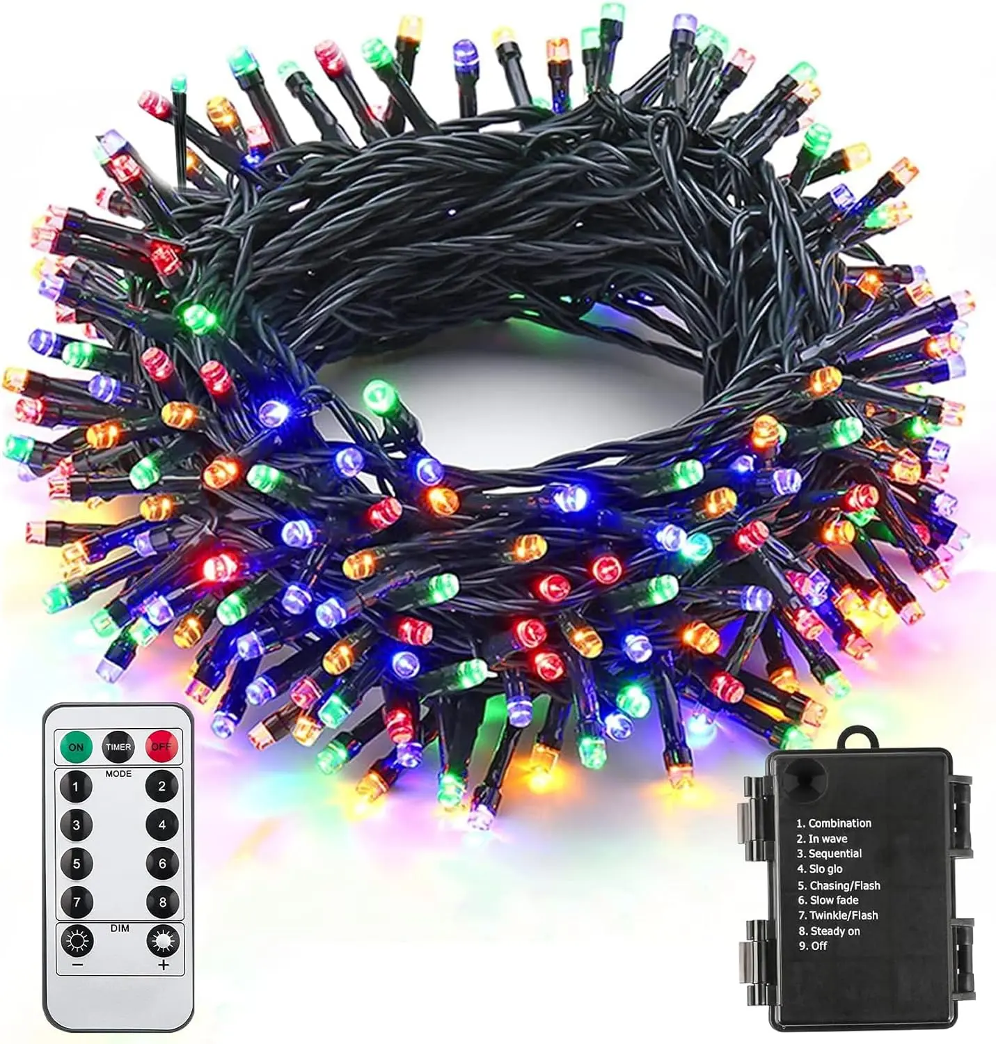 Christmas String Lights 33ft 100 LED Battery Fairy Lights for Indoor Outdoor Waterproof with Remote Control & Timer & 8 Modes Battery Operated String Lights for Xmas Tree Party Garden