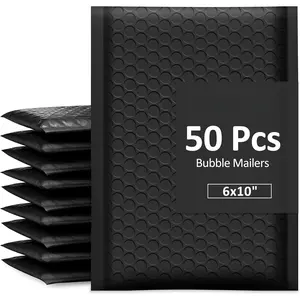 Bubble Mailers 6x10 Inch Black 50 Pack Poly Padded Envelopes Small Business Mailing Packages Opaque Self Seal Adhesive  Boutique Shipping Bags for  Makeup Supplies #0