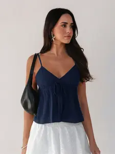 Summer New Sexy European Style Slim Fit Knit Spaghetti Strap Sleeveless Top, Low Chest Backless Tie Waist Babe Vest for Women, Casual Fashion