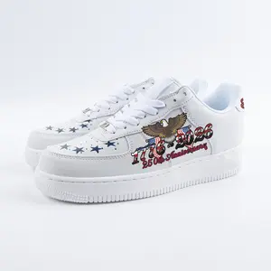 Custom Limited edition for the USA 250th Independence Day Men & Women Force White  Sneakers Shoe