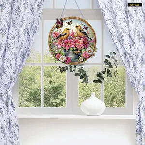 2D Flat Special-Shaped Rhinestone Diamond Art Window Pendant DIY Kit, Classic Hangable Needlework Craft Set for Decorative Ornaments and Unique Handicraft Gifts