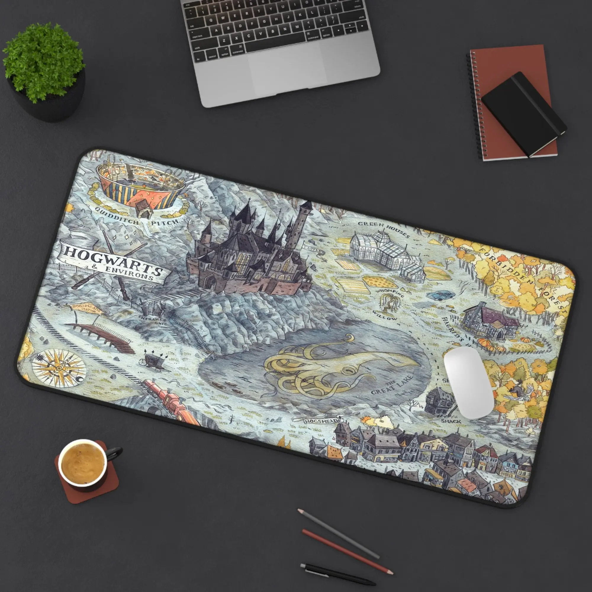 Hogwarts Map Mouse Pad - Wizard Movie Desk Mat - Gift For Gamer - Anime Mouse Pad - Mother Days Gift