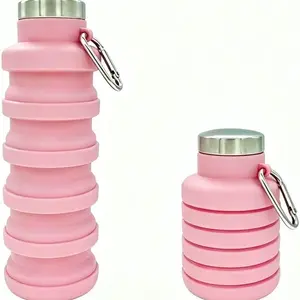 Reusable, large-capacity, portable silicone folding cup, foldable outdoor water bottle, Collapsible water bottles, Hydration Tumbler, leak-proof, with buckle, lightweight and durable, suitable for fitness, cycling, camping, and hiking