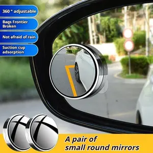 Car Blind Spot Mirror 360 Degree Rotating HD Adhesive Rear View Mirror Adjustable Angle Convex Side Mirror for Vans Trucks Cars Universal Vehicle Accessory