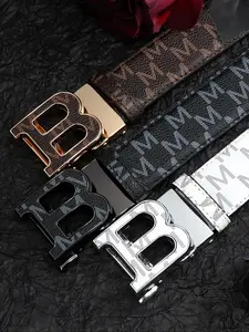 Men's Fashion Letter Pattern Belt, Casual Waistband for Jeans Trousers, Business Casual Belt for Party, Daily Clothing Decor, Trendy Exquisite Belt for Gift, Stylish Belts