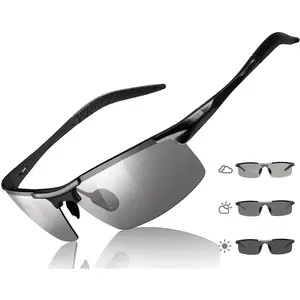 Mens Photochromic Sunglasses Day & Night Driving Z87 Sun Glasses Polarized UV400 Protection Safety Glasses