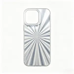Phone Case Large Hole Firework Pattern IMD TPU PET PC Camera Frame Electroplated Silver Buttons Scratch Resistant Protective Cover