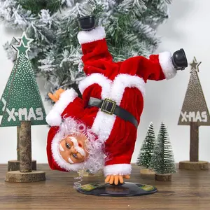 Singing Dancing Inverted Rotating Santa Claus - Animated Christmas Plush Toy, Electric Handstand Breakdance Santa with Music, Funny Upside-Down Holiday Decoration for Kids & Family