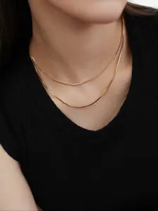 Women's Stainless Steel Snake Chain Necklace Set, Minimalist Design Jewelry for Women, Elegant Daily Wear Accessory