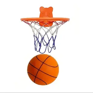 Quiet Indoor Ball Set - Noiseless Basketball with Basket for Silent Play - Silent Basketball Hoop (Mount Only on Smooth, Secure Surfaces Like Glass, Tile, Wood, Metal; Do Not Mount on Unstable Walls Such As Plastered Or Latex-painted Surfaces)
