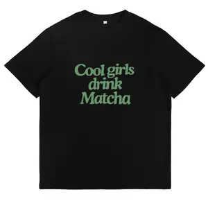 Womens Matcha Graphic Tee Cool Girls Drink Matcha Oversized Short Sleeve Crewneck Cotton Blend Soft Casual Streetwear Summer Outfit Y2K Trendy Top