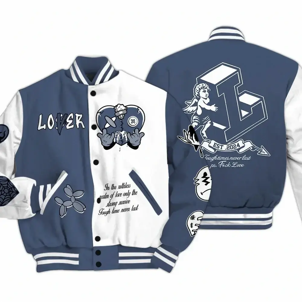 Varsity Jacket To Match Low Diffused Blue 11s, Varsity Baseball Jacket, Casual Sport Jacket, Unisex Street Style