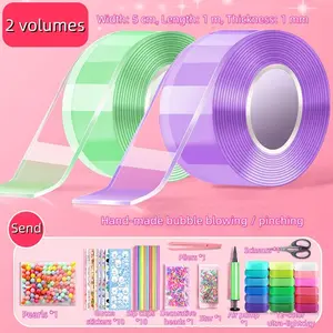 DIY 40 Piece Nano Bubble Tape Set with Pump, Easy Inflation, Dual-Sided Adhesive Plastic Bubble Tape and Clay Kit, Perfect Party Gift or Craft Material, Bubble Blowing, Crafting, Bubble Pinching