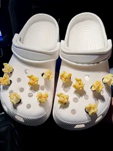 11-Piece Popcorn Style Food Appearance Shoe Charms Set, Casual Solid Pattern Accessories, All Season Footwear Decorations