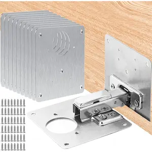 Cabinet Hinge Repair Plate Hinge Fixing Plates Kit Stainless Steel Hinge Repair Brackets Kit with Holes for Cabinet Kitchen Cupboard Door Furniture Window,