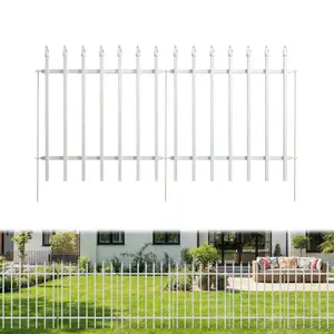 White Metal Garden Fence — 24" Wide x 24" High (Set of 5 Panels, 10 ft Total Length) — Decorative Folding Border Fence for Flowerbeds, Yard Landscaping, and Animal Barriers