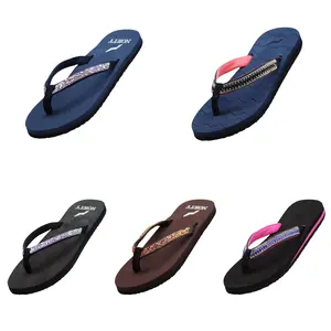 Norty Women's Jeweled Flip Flop Sandal 41426 - Runs 1 Size Small Summer Casual Platform Sandals with Textured Footbed & Graphic Prints Girl Comfy Flipflop Footwear