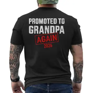 Promoted To Grandpa Again 2026 Men's T-shirt Back Print