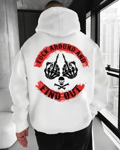 Fuck Around And Find Out Skull Hand Graphic Hoodie – Dark Humor Aggressive Quote T Shirt Sweatshirt for Men 8UR