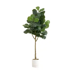 Nearly Natural 6ft Artificial Fiddle Leaf Fig Tree w/ Planter