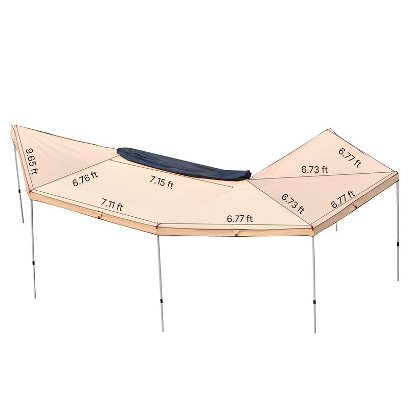 VEVOR 270 Degree Awning with Bulit-in LED Lights, 133 sq.ft Driver Side Vehicle Awning, Waterproof UV50+ Car Side Awnings, All-Weather Free-Standing Overland Awnings Car Shelter for SUV Truck Camping
