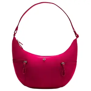 Women's Lululemon Minimalist 6L Slouchy Crossbody/Shoulder Bag - Adjustable Strap, Gold Hardware, Nylon Material, Berry Rum Red