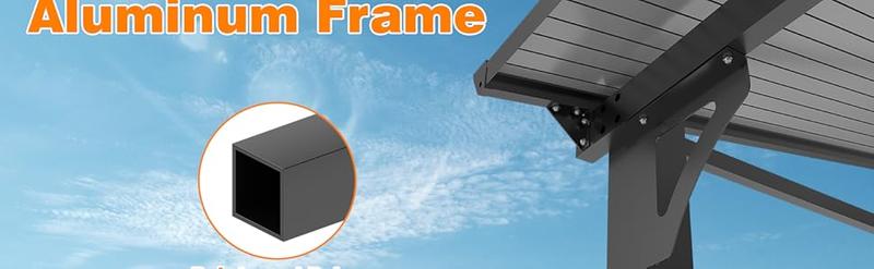 GARVEE 12x14FT Lean to Gazebo, Hardtop Wall Pergola with Polycarbonate Roof, Aluminum Frame Mounted Gazebo for Lawn Patio Deck Yard Party