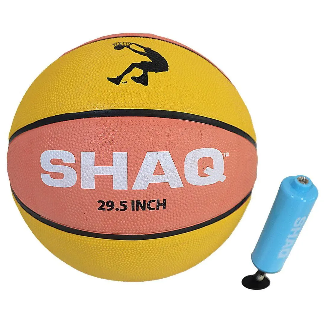 SHAQ Composite Basketball 29.5" Deflated with Mini Pump Mens Indoor Outdoor Size 7 Youth Equipment Solid Grip Surface